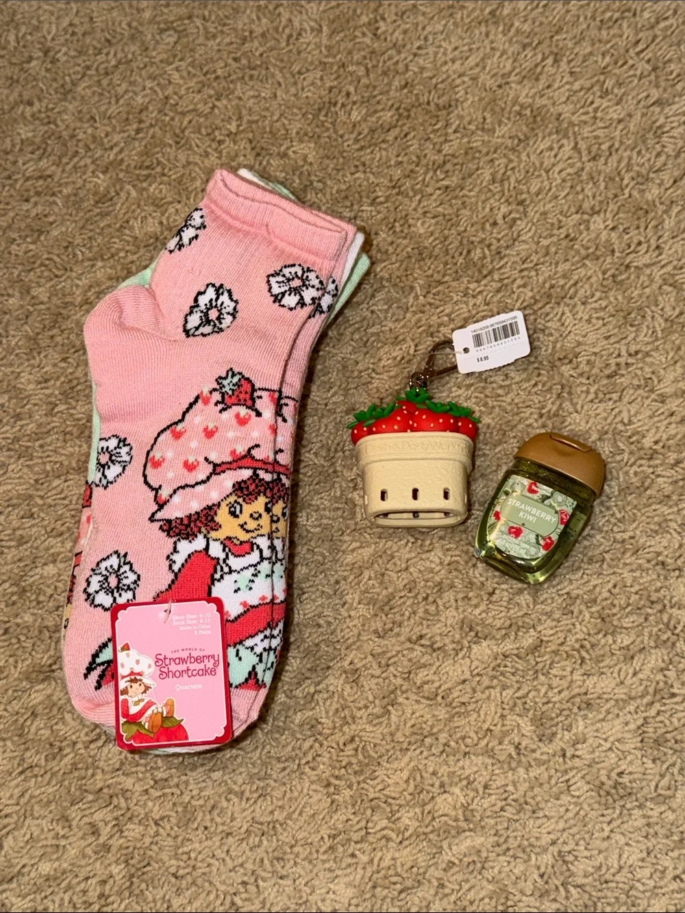 Strawberry Shortcake Pink Crew Socks for Women